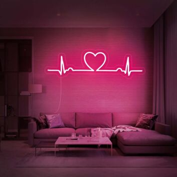 Herz mit EKG-Linie LED-Neonschild für Wohnzimmer Schlafzimmer