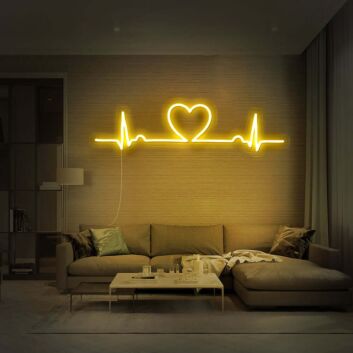 Herz mit EKG-Linie LED-Neonschild für Wohnzimmer Schlafzimmer