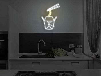 Asia-Nudelbox mit Essstäbchen LED-Neonschild Küche Restaurant