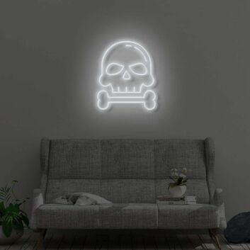 Totenkopf mit Knochen LED-Neonschild Wohnzimmer Bar