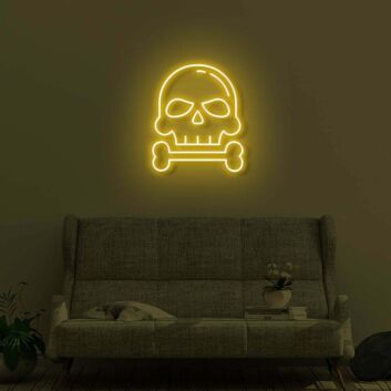 Totenkopf mit Knochen LED-Neonschild Wohnzimmer Bar