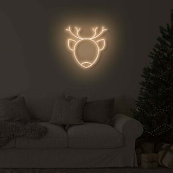 Rentierkopf LED-Neonschild Wohnzimmer Weihnachten