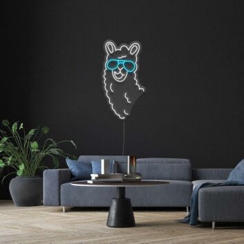 Lama mit Sonnenbrille LED-Neonschild Wohnzimmer Kinderzimmer