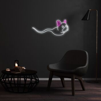 Hund in fließender Linienkunst als LED-Neonschild