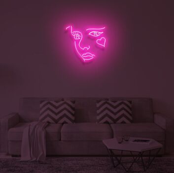 Abstraktes Gesicht mit Herz LED-Neonschild für Wohnzimmer und Schlafzimmer