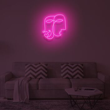 Abstrakte Gesichter mit Herz LED-Neonschild Wohnzimmer Schlafzimmer