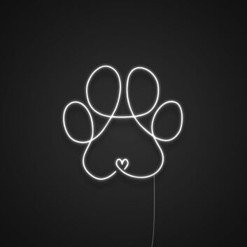 Pfotenabdruck mit Herz LED-Neonschild für Haustierladen und Wohnzimmer