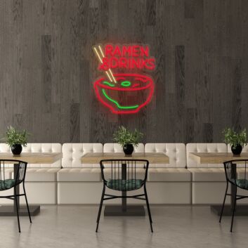 RAMEN &amp; DRINKS LED-Neonschild für Restaurant Bar