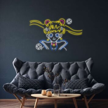 Anime Mädchen mit Zöpfen LED-Neonschild für Wohnzimmer Gaming Zimmer