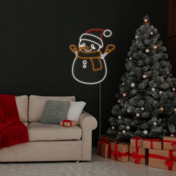 Schneemann mit Weihnachtsmütze LED-Neonschild für Weihnachten Wohnzimmer