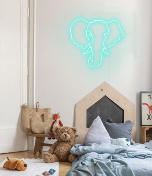 Elefantenkopf LED-Neonschild für Kinderzimmer und Wohnzimmer