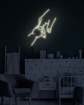 Erwachsene Hand hält Babyhand LED-Neonschild für Kinderzimmer Wohnzimmer