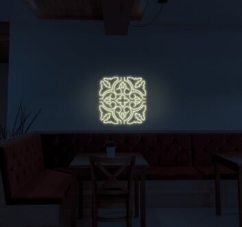 Ornamentmuster im Jugendstil LED-Neonschild für Café und Restaurant