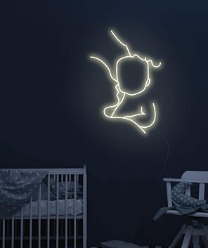 Konturzeichnung Mutter mit Baby LED-Neonschild für Kinderzimmer