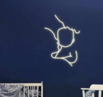 Konturzeichnung Mutter mit Baby LED-Neonschild für Kinderzimmer
