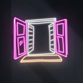 offenes Fenster LED-Neonschild für Wohnzimmer Cafe