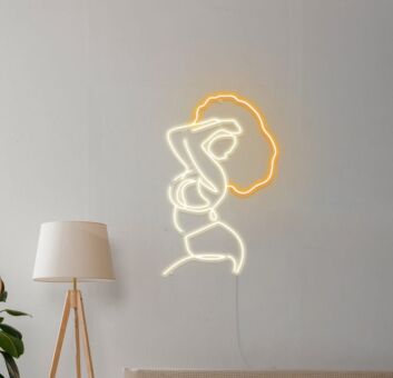 tanzende Frau mit Afrofrisur LED-Neonschild Wohnzimmer Studio