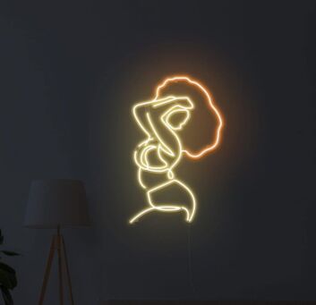 tanzende Frau mit Afrofrisur LED-Neonschild Wohnzimmer Studio