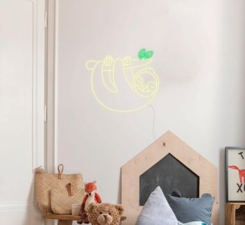 Faultier auf Ast LED-Neonschild Kinderzimmer Wohnzimmer