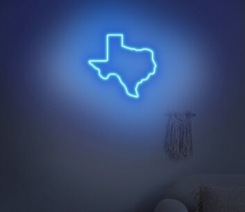 Umriss des US-Bundesstaates Texas LED-Neonschild Wohnzimmer Büro