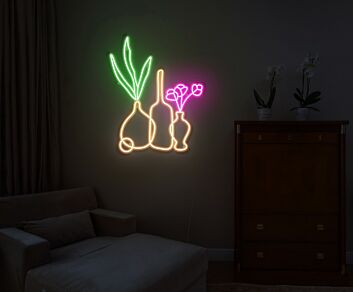 Vasen mit Blumen LED-Neonschild Wohnzimmer Schlafzimmer