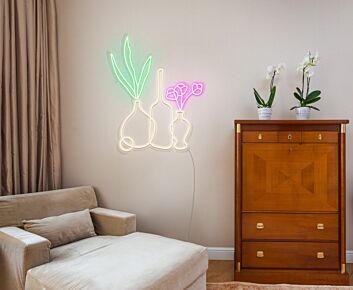 Vasen mit Blumen LED-Neonschild Wohnzimmer Schlafzimmer