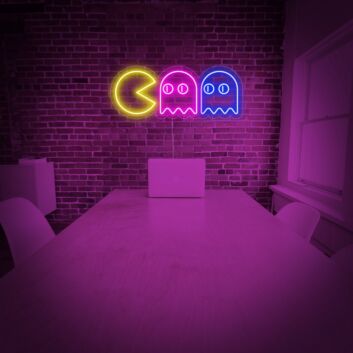 Pac-Man und Geister LED-Neonschild Gamingzimmer Bar