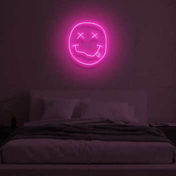 Smiley mit herausgestreckter Zunge und gekreuzten Augen LED-Neonschild Schlafzimmer Wohnzimmer