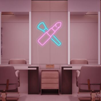 Lippenstift und Make-up-Pinsel LED-Neonschild für Kosmetikstudio
