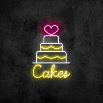 Cakes LED-Neonschild für Konditorei und Café