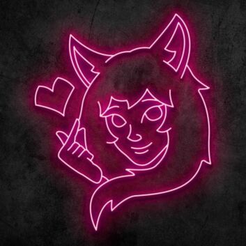 Anime Mädchen mit Katzenohren und Herzsymbol LED-Neonschild Gaming Zimmer