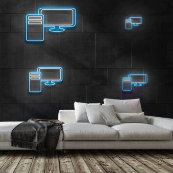 Computer mit Monitor LED-Neonschild für Gamingzimmer und Büro