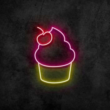 Cupcake mit Kirsche LED-Neonschild für Café und Bäckerei