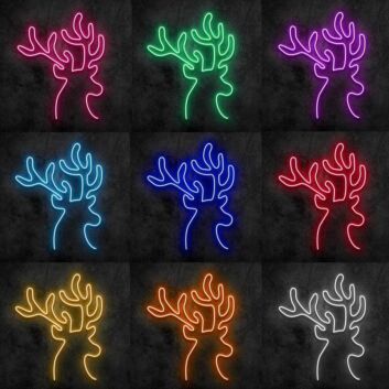 Hirschkopf mit Geweih LED-Neonschild Wohnzimmer Bar