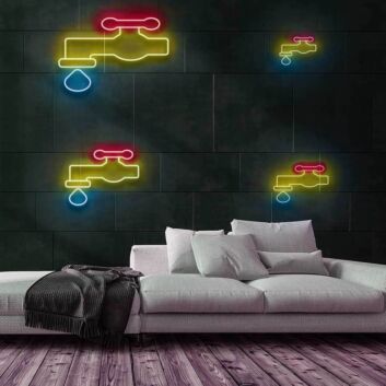 Wasserhahn mit Tropfen LED-Neonschild für Bar und Restaurant