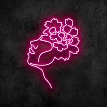 Frauengesicht mit Blumen LED-Neonschild Wohnzimmer Studio