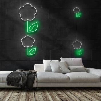 Blume mit Blatt LED-Neonschild Wohnzimmer Café