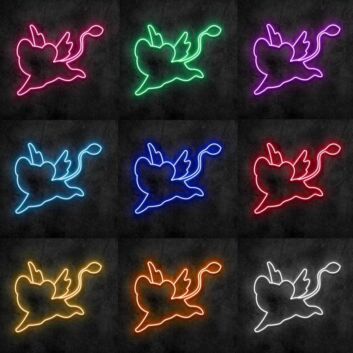 fliegendes Herz mit Flügeln und Schweif LED-Neonschild Wohnzimmer Schlafzimmer