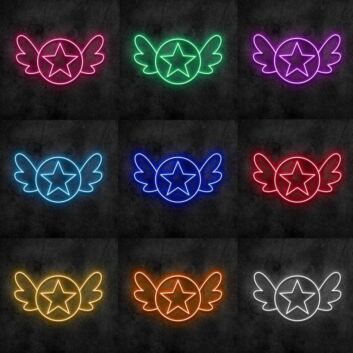 Stern mit Flügeln LED-Neonschild Wohnzimmer Kinderzimmer