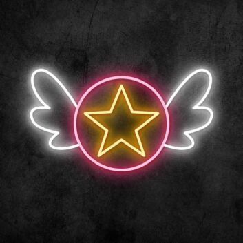 Stern mit Flügeln LED-Neonschild Wohnzimmer Kinderzimmer