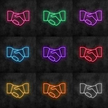 Händedruck Symbol LED-Neonschild für Büro Empfangsbereich