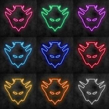 Roboterkopf mit spitzen Elementen LED-Neonschild Gaming Zimmer