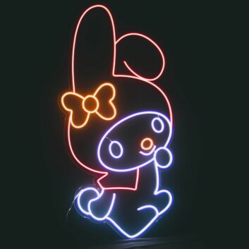 Hasenfigur mit Schleife LED-Neonschild für Kinderzimmer