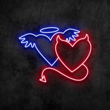 Engelsherz und Teufelsherz LED-Neonschild für Bar Club