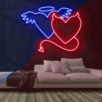 Engelsherz und Teufelsherz LED-Neonschild für Bar Club