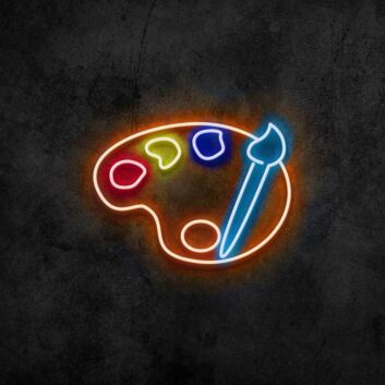 Malpalette mit Pinsel LED-Neonschild für Atelier und Kunstschule