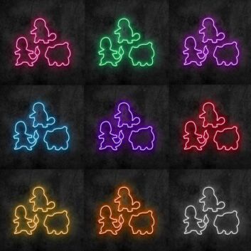 Videospiel Figuren Silhouetten LED-Neonschild für Gamingzimmer und Kinderzimmer
