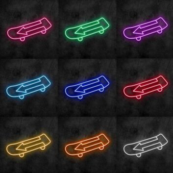 Skateboard mit Pfeil LED-Neonschild Skateshop Jugendzimmer
