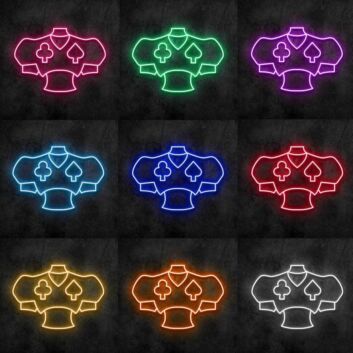 Pokerhemd mit Kartenfarben LED-Neonschild für Spielzimmer Bar