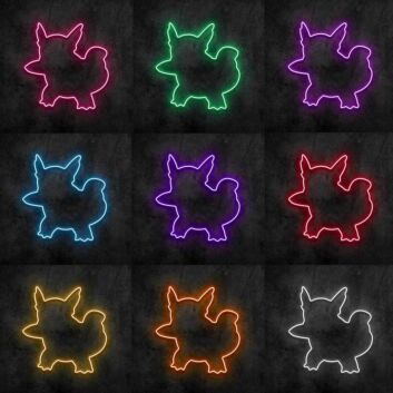 Silhouette eines Fantasie-Charakters mit großen Ohren und Schwanz LED-Neonschild Gamingzimmer